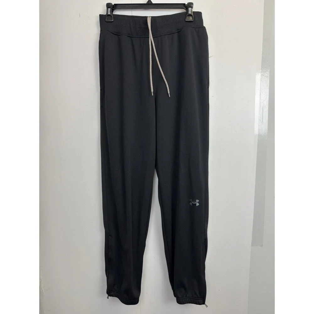 Under Armour Pants Women's M Tapered‎ Athletic Track Joggers Zip Ankles Black